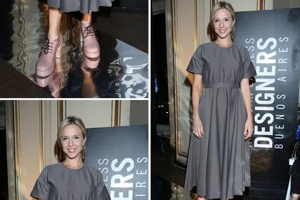 Sobria y de gris Carla Peterson para el desfile de Juan Hernández Daels