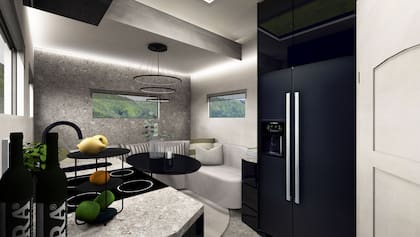 SOD Rise 4x4, el motorhome de un millón de dólares; la cama doble se oculta en el techo y habilita el acceso al sofá