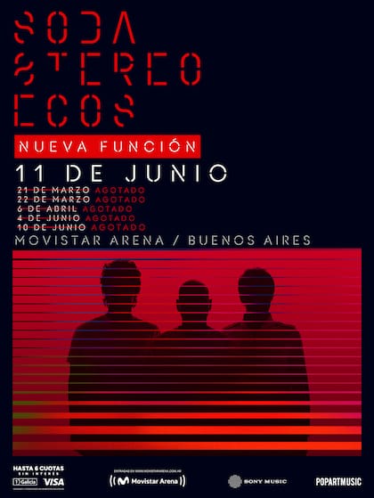 Soda Stereo Ecos suma una sexta fecha en el Movistar Arena para el 11 de junio