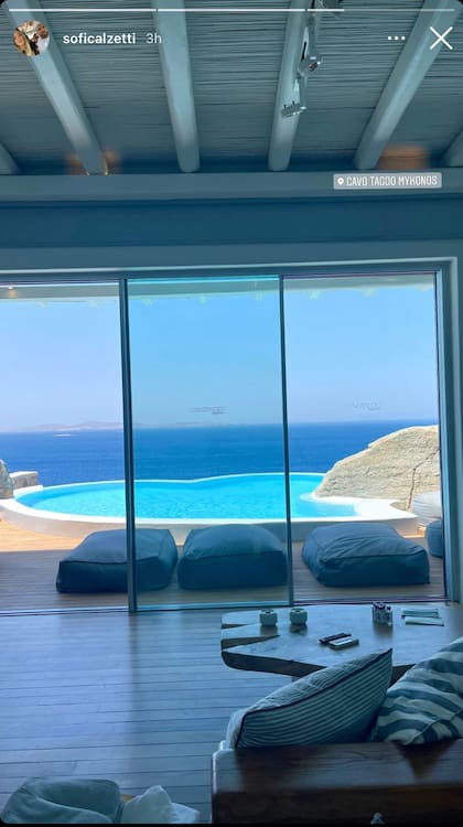 Sofía Calzetti desde su habitación en el hotel de Mykonos