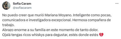 Sofía Caram manifestó su desconcierto