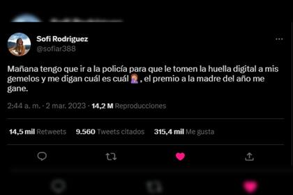 Sofía contó en Twitter su situación y desató una ola de repercusiones (Captura Twitter @sofiar388)