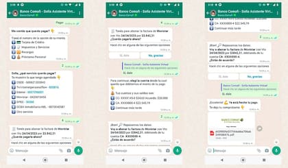 Sofía es el chatbot del Banco Comafi, y permite interactuar con PagoMisCuentas vía WhatsApp