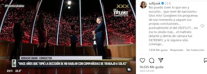 Sofía Jujuy Jiménez respondió a las declaraciones de Cabak sobre su trabajo juntos