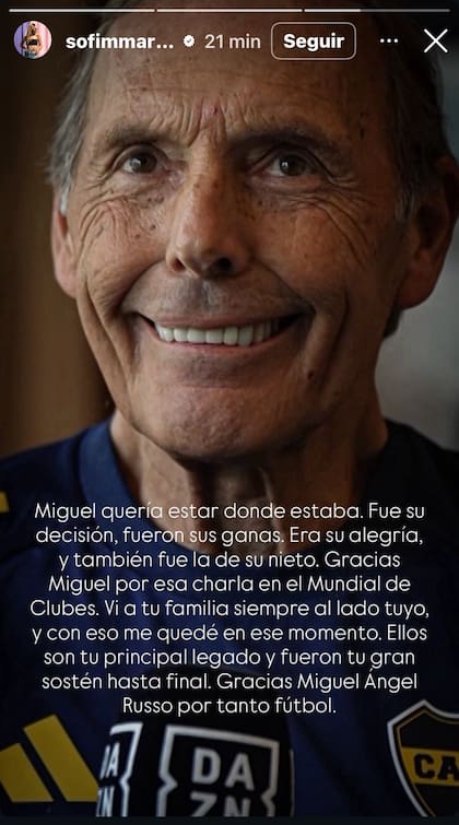 Sofía Martínez se expresó por la muerte de Russo (Foto: Captura Instagram)