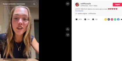 Sofía Solá compartió la noticia con sus seguidores de TikTok (Foto: Captura TikTok/@sofffiaasola)