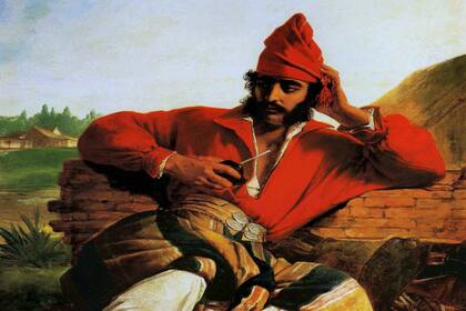 -"Soldado de la guardia de Rosas", por Monvoisin Raymond (Fragmento,1842)