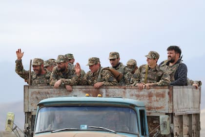 Soldados de Nagorno-Karabaj, ayer en la región separatista