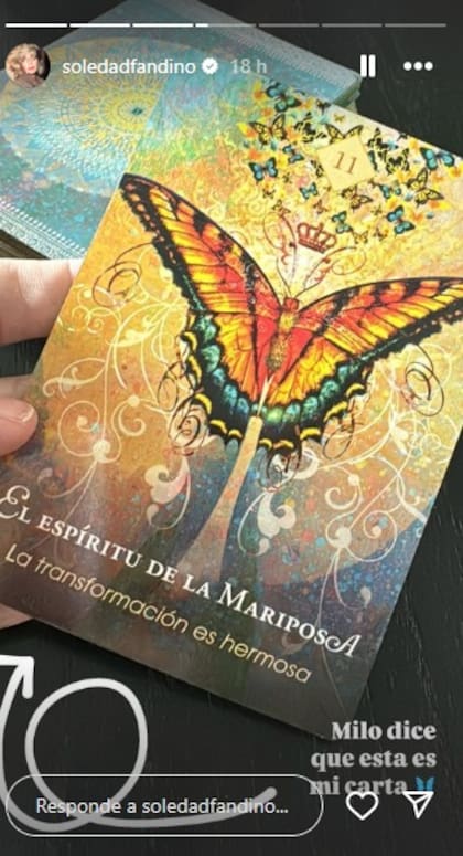 Soledad Fandiño contó que su hijo Milo la vinculó con una mariposa por el tiempo de transformación que atraviesa
