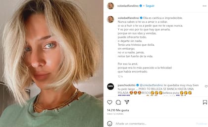 Soledad Fandiño presentó su nuevo look con un poema de Miguel Gane