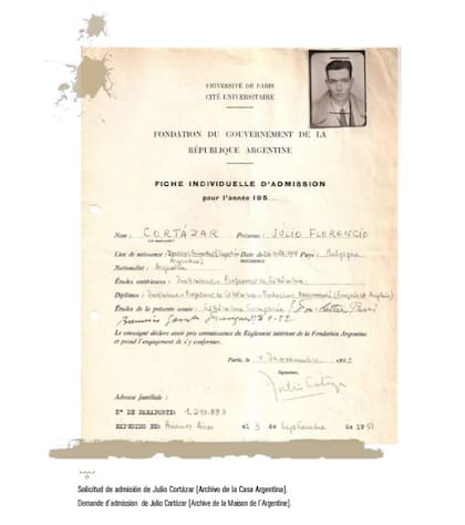 Solicitud de admisión de Julio Cortázar (Archivo de la Casa Argentina)