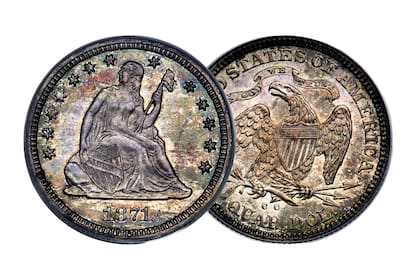 Solo tres monedas de cuarto de dólar de 1871 han sido certificados en estado de menta