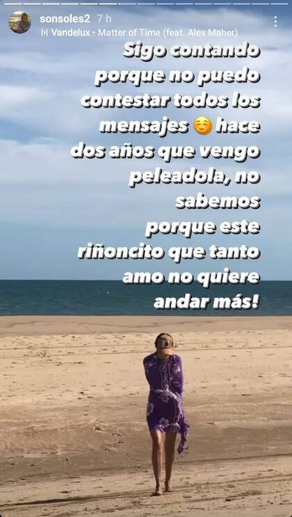 Sonsoles Rey subió una serie de historias hablando sobre su estado de salud. Foto/Instagram: @sonsoles2