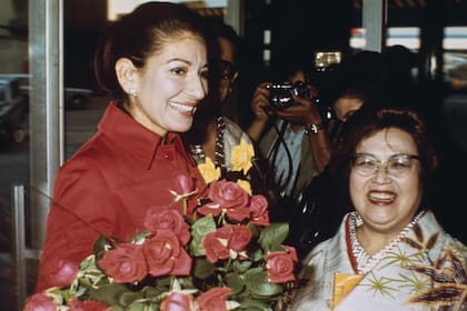 Soprano Maria Callas en Japón para la óera "Madame Butterfly" (Photo by UPI Color/Bettmann Archive/Getty Images)