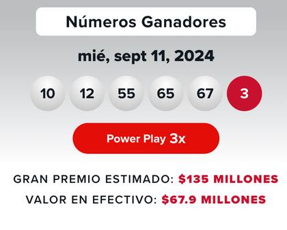 Sorteo de Powerball de este 11 de septiembre.