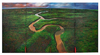 SOS-Brasil (Amazonia), 1991, obra de Nicolás García Uriburu que se exhibirá en la muestra Manifiesto verde