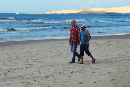 Andrés Cachila Moreira, en la reconstrucción del crimen realizado en la playa de Valizas