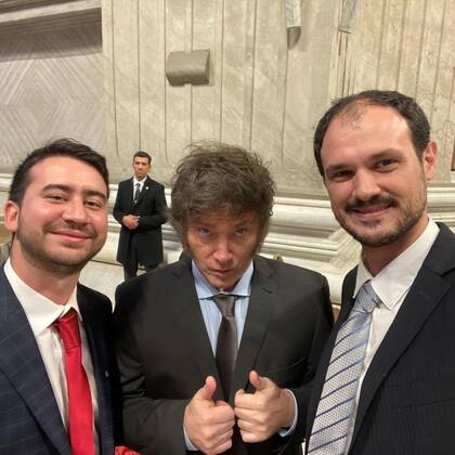 Sotelo, Milei y Santurio, durante la visita al papa Francico para la canonización de Mamá Antula