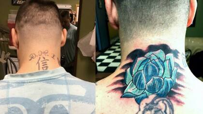 ''Southside Tattoo'' modificó el tatuaje de la izquierda que representa a una pandilla racista de una prisión.