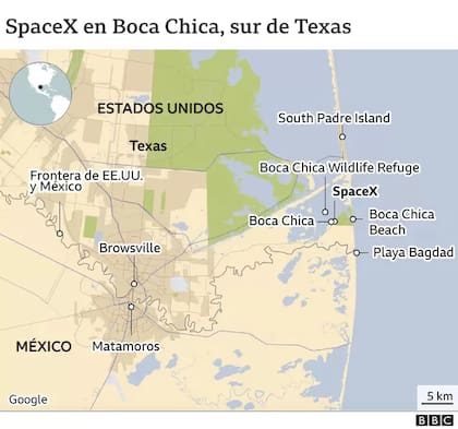 SpaceX en Boca Chica, al sur de Texas (Crédito: Analía Llorente/BBC News Mundo)