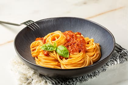 Spaghetti con boloñesa vegetal