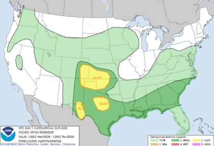 SPC advierte superceldas en Kansas y Texas: potencial de granizo, tornados aislados y ráfagas destructivas esta tarde noche