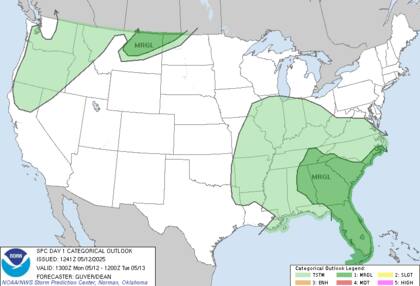 SPC no descarta celdas convectivas con vientos fuertes y granizo en sur centro de Florida