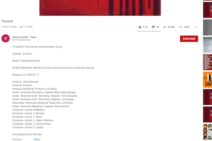 Spinetta consta en los créditos de Stepdad en el sitio oficial de YouTube de Eminem