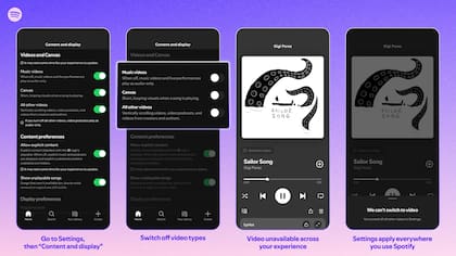 Spotify ahora permite desactivar la reproducción de videos al escuchar música o podcasts