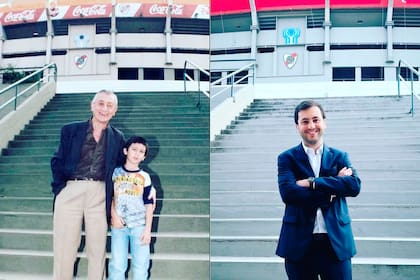 Stefano Di Carlo junto a su abuelo Osvaldo, ex presidente de River, en el Monumental