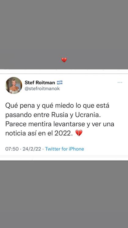 Stefi Roitman opinió sobre el ataque de Rusia a Ucrania (Foto: Instagram)