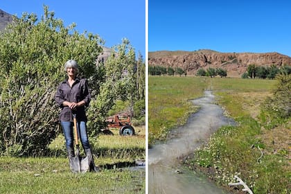 Stella Maris Cvjetanovic dedica todo su tiempo para mantener el sistema de riego por inundación en el campo de la familia
