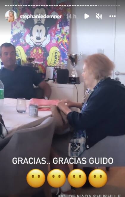 Stephanie Demner compartió un video en sus historias de Instagram con la reacción de su abuela y de su papá