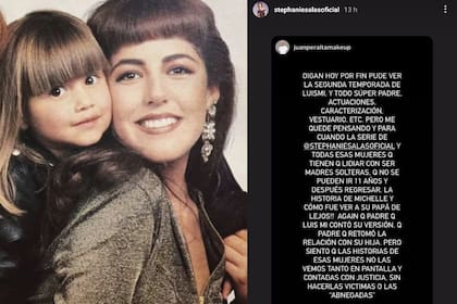 Stephanie junto a su hija Michelle y el mensaje que replicó en su cuenta de Instagram