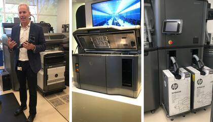 Stephen Nigro muestra una impresora 3D industrial HP Jet Fusion 4200