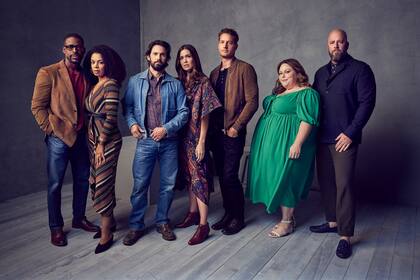 Sterling K. Brown, Susan Kelechi Watson, Milo Ventimiglia, Mandy Moore, Justin Hartley, Chrissy Metz, Chris Sullivan. Foto: Joe Pugliese