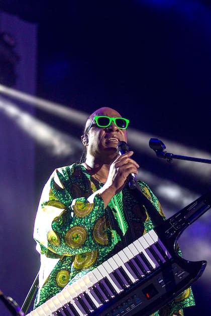 Stevie Wonder en el estadio de Vélez, en 2013