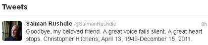 Su amigo Salman Rushdie lo despidió por Twitter