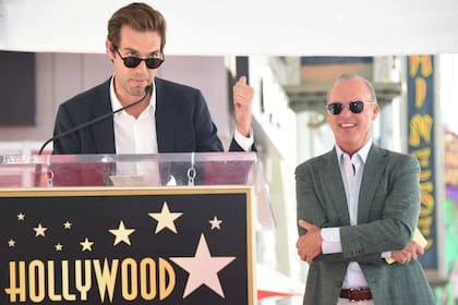 Su hijo Sean brindando un discurso sobre su papá cuando Michael obtuvo su estrella en el Paseo de la Fama de Hollywood en 2016