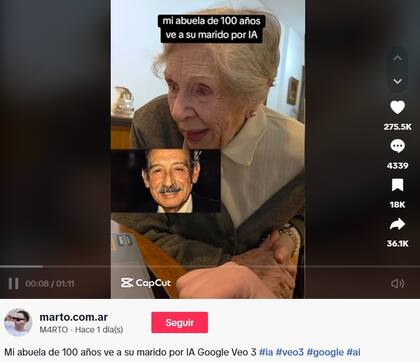 Su nieto animó una foto de su abuelo difunto y su abuela de 100 años quedó impactada