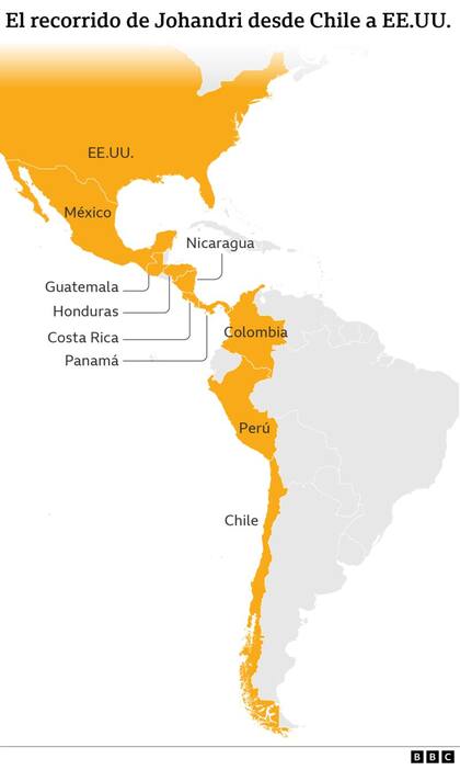 Su recorrido desde Chile a Estados Unidos