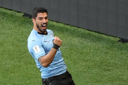 Suárez festeja su sexto gol en mundiales