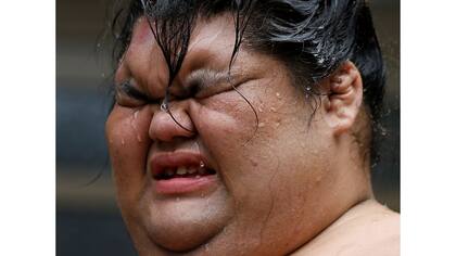 Los luchadores, o "rikishi", practican más de tres horas cada mañana. Pierde el primero en caer o ser forzado a salir del ring