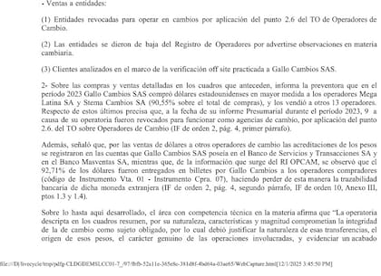 Sumario del BCRA contra Gallo Cambios