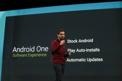 Sundar Pichai, vicepresidente senior de Google, anunciando AndroidOne