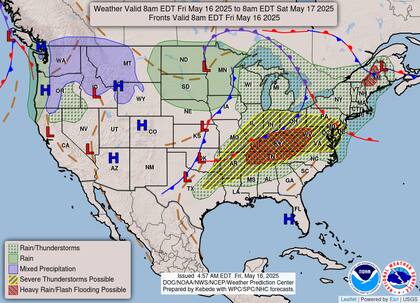 Superceldas con vientos de 120 km/h amenazan desde Missouri hasta los Apalaches esta tarde
