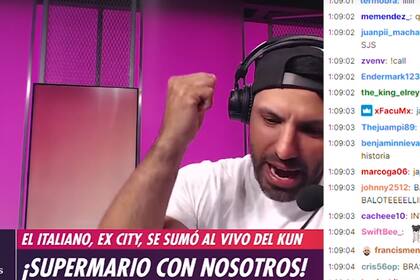 SuperMario es Balotelli, "invitado" de Kun Agüero en su sesión de Twitch de City vs. Madrid, con los comentarios a un lado y el partido seguíendo su curso.