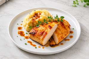 Suprema de pollo a la miel con puré