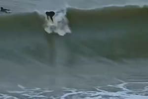 Surfistas desafiaron las olas de seis metros en medio del temporal en Mar del Plata
