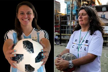 Sus referentes: Florencia Bonsegundo, de la Selección argentina de fútbol femenino (izquierda), y Mónica Santino (derecha). 